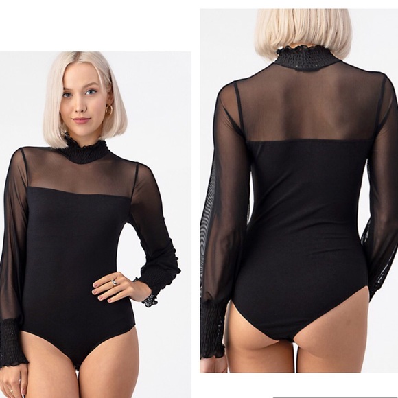 🥂 Mock Neck Mesh Bodysuit 🤩 - Picture 3 of 5